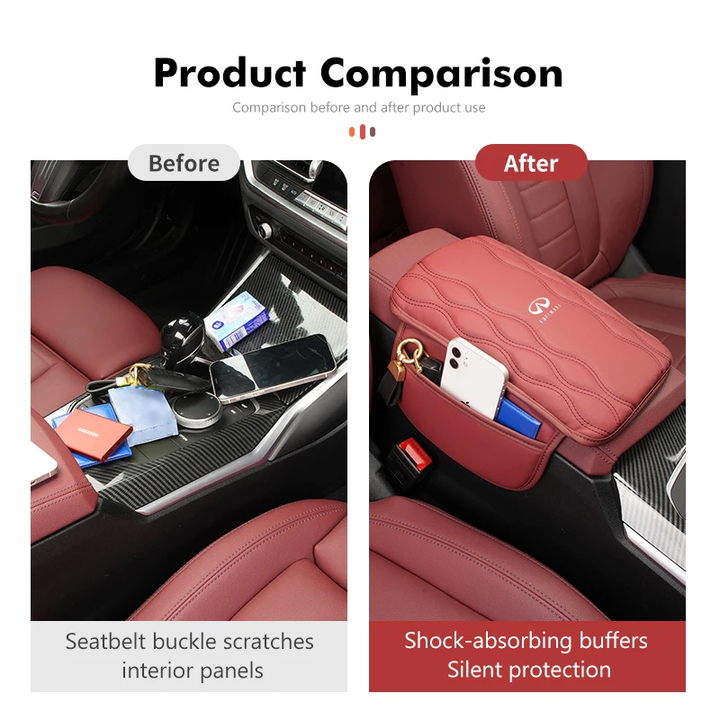 Car Center Armrest Box Cushion Console Mat Armrest Storage Pad For Infiniti FX35 QX60 QX70 QX80 QX50 QX30 Q70L Q60 Q50 Q60S Q30