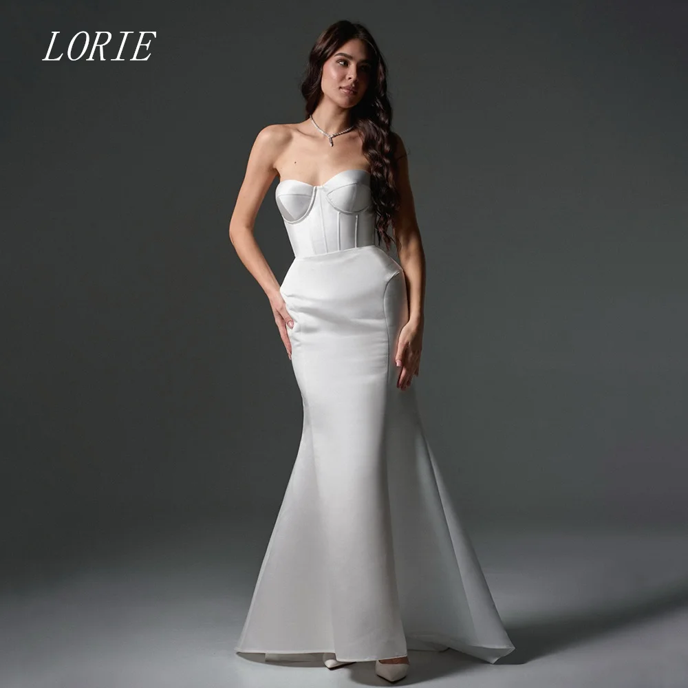 LORIE فستان زفاف فاخر حورية البحر بسيط بدون حمالات الخصر Cinching فساتين زفاف بدون أكمام ثوب زفاف مخصص 2026