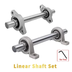 Optical Axis Linear Rail Shaft OD8/10/12/15/16/17/20mm +2PC Zinc Alloy Bore Ball Bearing Pillow Block Mounted Support KP08/KFL08