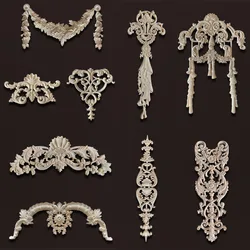 Wooden Applique for Furniture Unpainted Wood Carved Decal Corner Onlay Home Decoration Accessories Wood Decal Vintage Room Decor