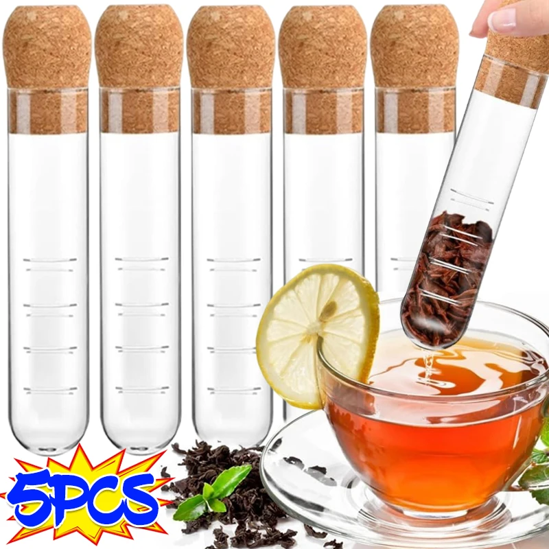 Infusor de té de tubo de vidrio transparente, filtro resistente al calor para preparar especias a base de hierbas, accesorios de cocina, 5/1 Uds.