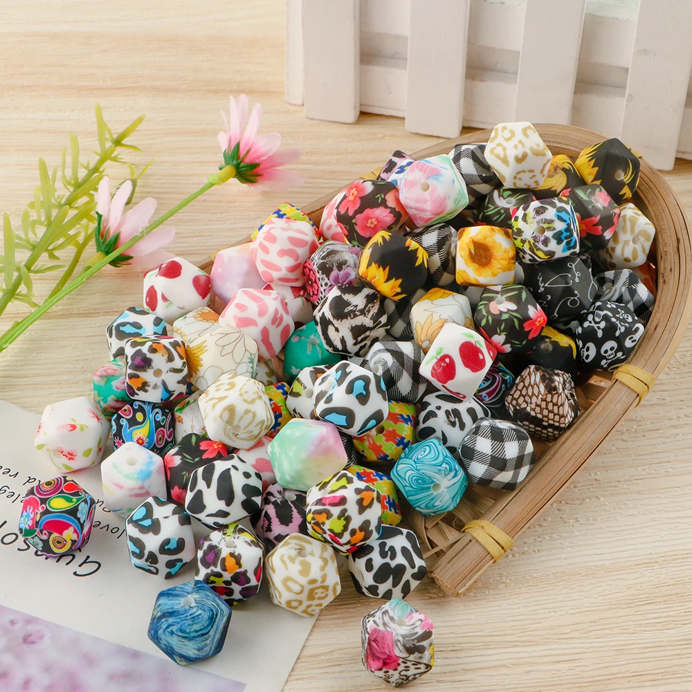  5Pcs Silicone Beads 14mm/diamond/hexagonal beads For Jewelry Making DIY Necklace Jewelry Handicrafts Accessories
