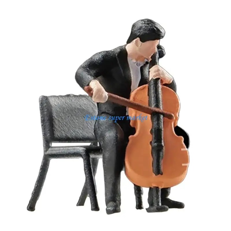 

090B Set of Mini Resin Musician Artists Playing Violins for Photography Display