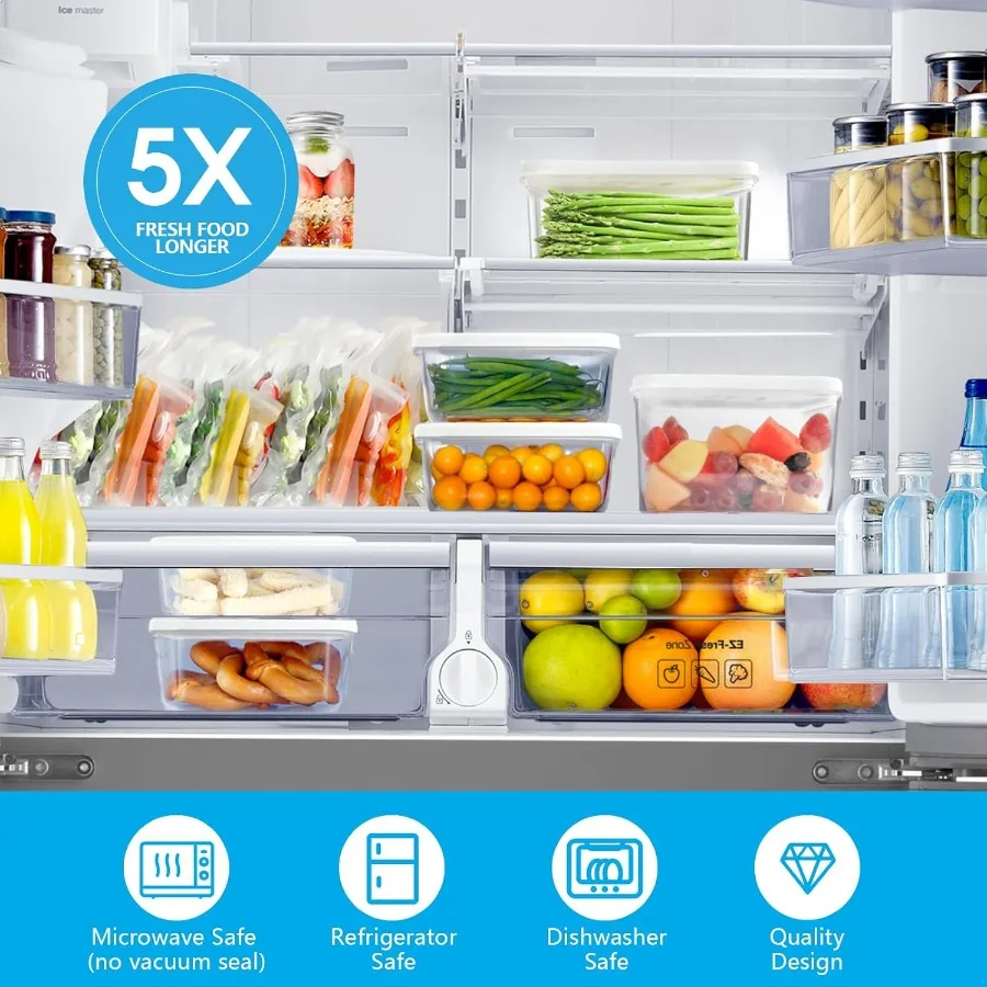 Compact Vacuum Sealer for Food Preservation with 3 Vacuum Food Containers Ideal for Kitchen Storage Meal Prep and LongTerm Food