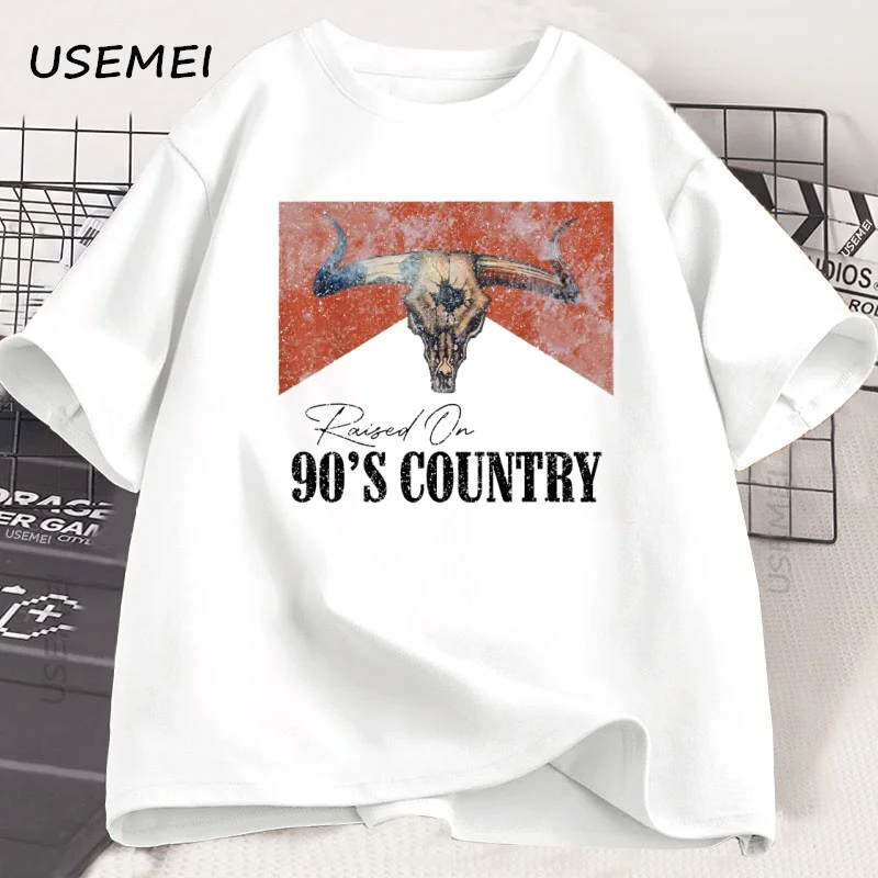 

Distressed Vintage Style Raised on 90s Country Tshirt Oversized Country Concert T Shirt Vintage Western Cowgirl T-shirt Street