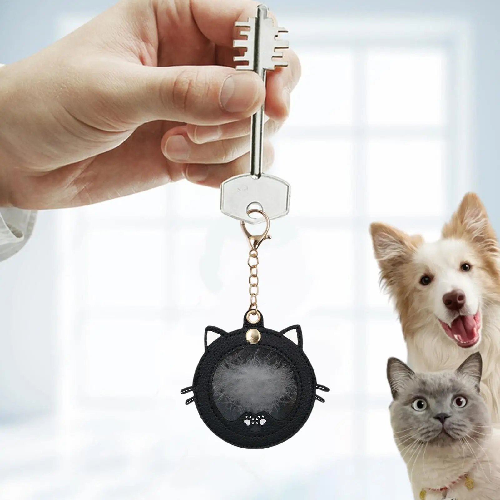 

Cat Hair Keychain Kitten Face Shaped Dog Hair Storage Keychain Creative Cute Keyring Key Holder For Photo Storage Backpack Purse