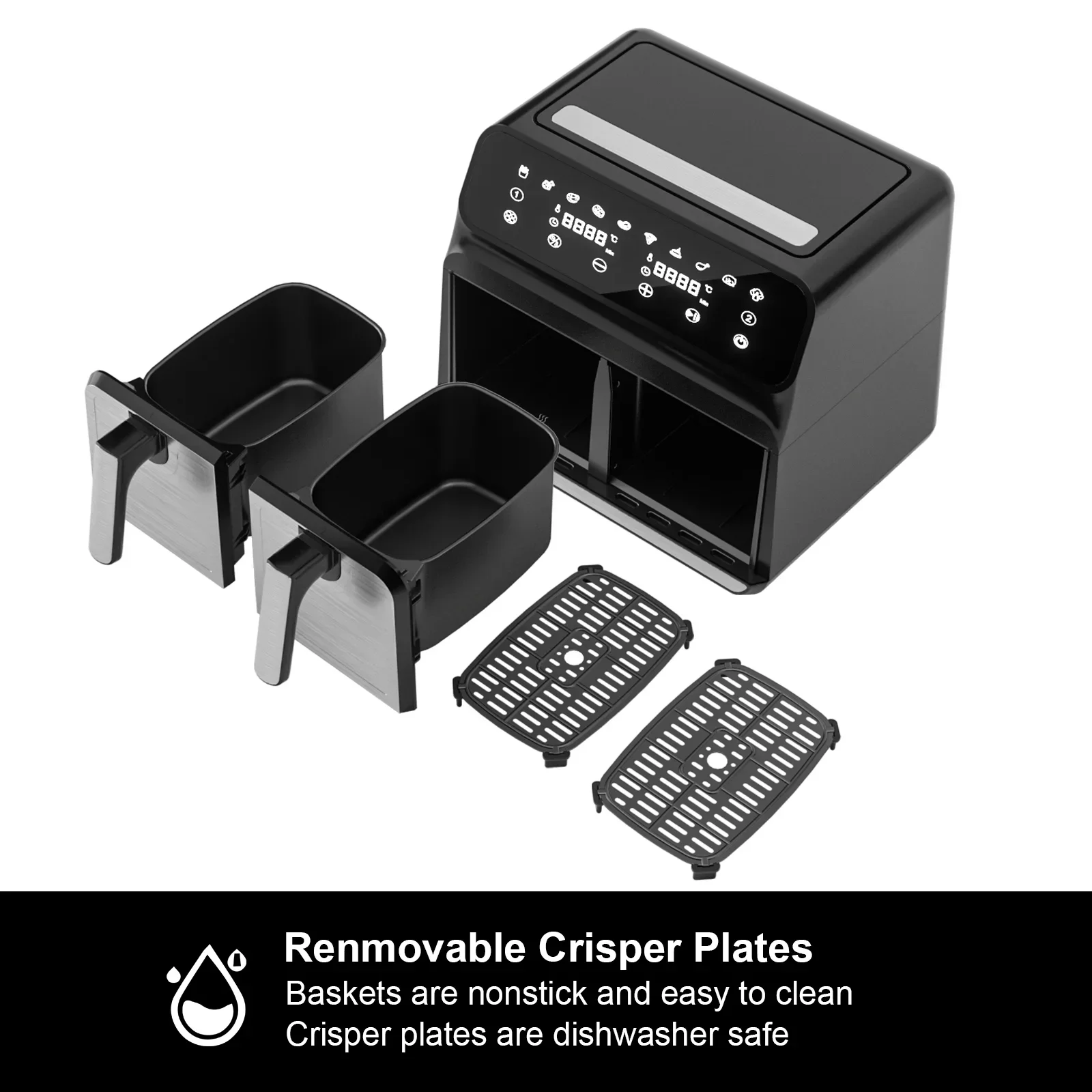 Multifunction Digital Air Fryer with 2 Independent Baskets, 4-in-1, 4-in-1