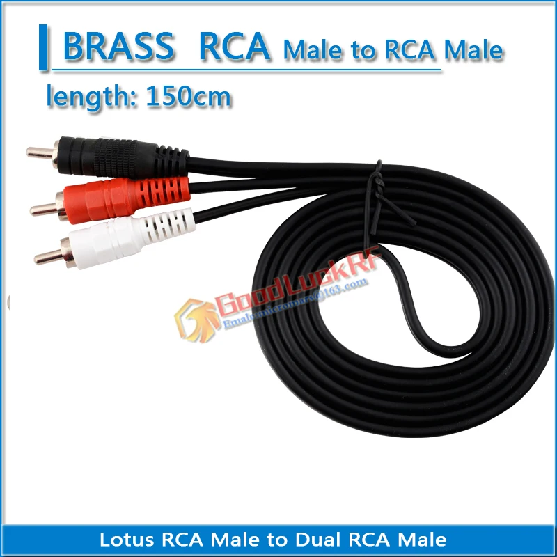 High-quality Lotus RCA Male to Dual 2 RCA Male Plug 150cm RF Converter Coaxial Audio Adapter subwoofer frequency dividing line