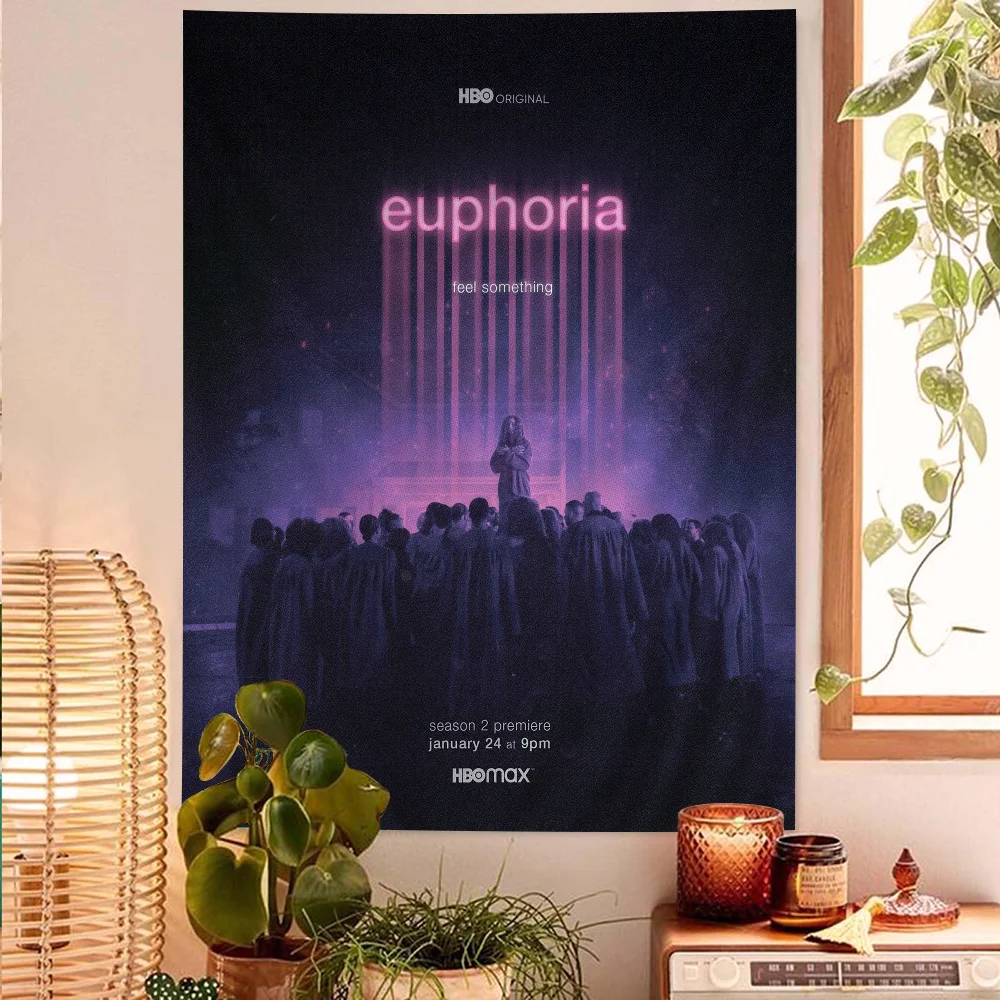 

Euphoria American TV Series DIY Wall Tapestry Hippie Flower Wall Carpets Dorm Decor Wall Art Decor