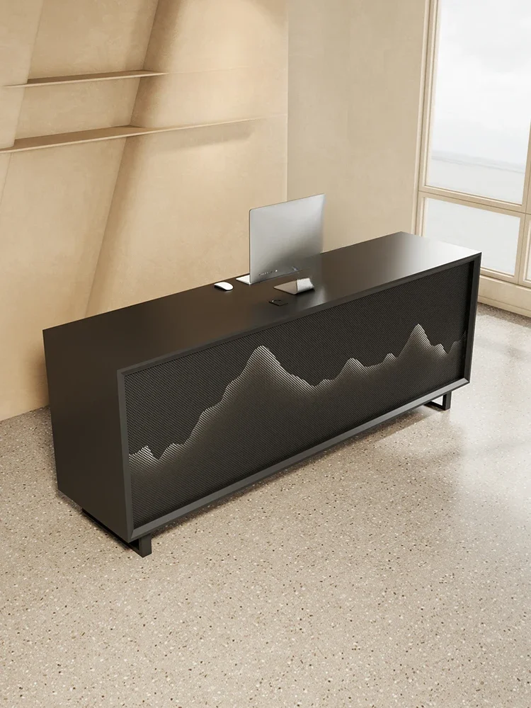 Cashier counter, new Chinese style black painted cashier counter, company lobby, reception desk, front desk