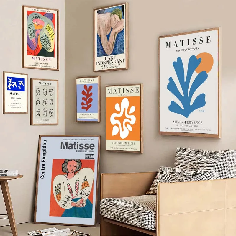 1pc frameless Canvas Painting Henri Matisse Exhibition Poster Floral Scenery Nature Canvas Painting Famous Cafe Boho Wall Art Ga