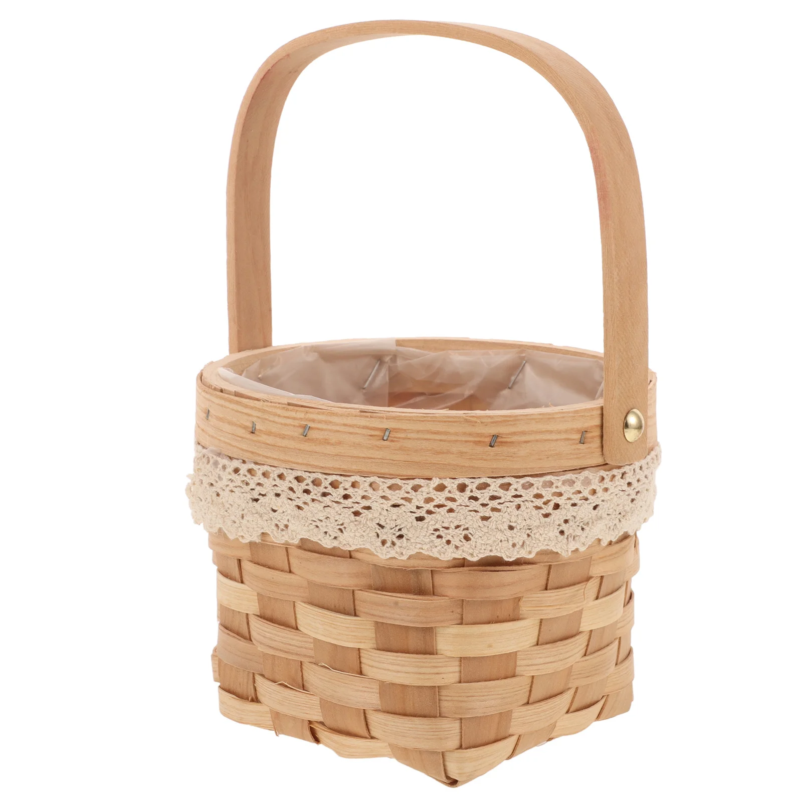 

Handheld Grocery Basket Bamboo Materials Stylish Weaving Technique Various Occasions Woven Basket Decorative Flower Holder