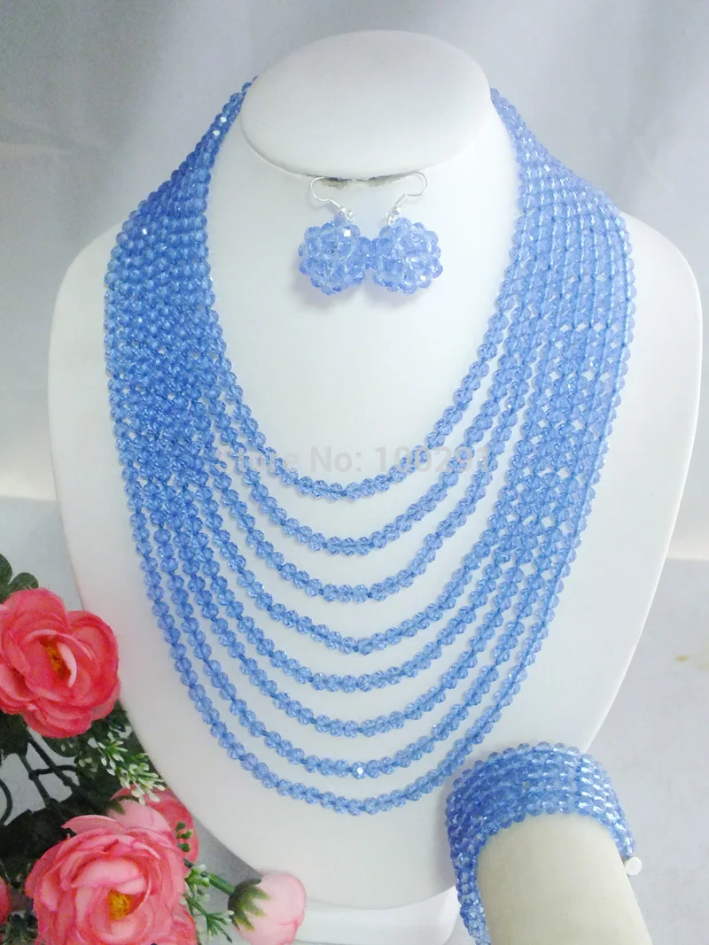 

Exquisite !!! Nigerian Crystal Beads Jewelry Set ,Wedding Crystal Necklace