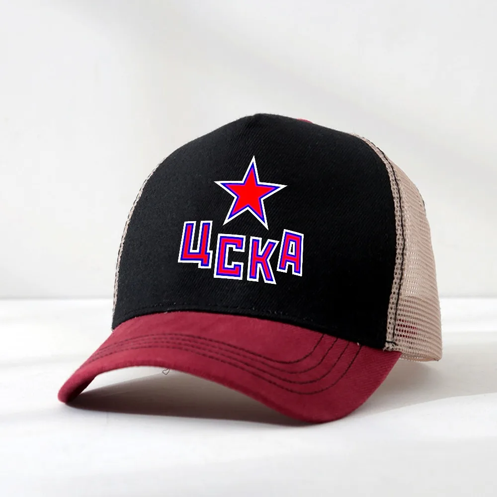 HC CSKA Moscow KHL Russian Professional Hockey sports baseball cap Spring Summer Printed Mesh Breathable hat adjustable athlete