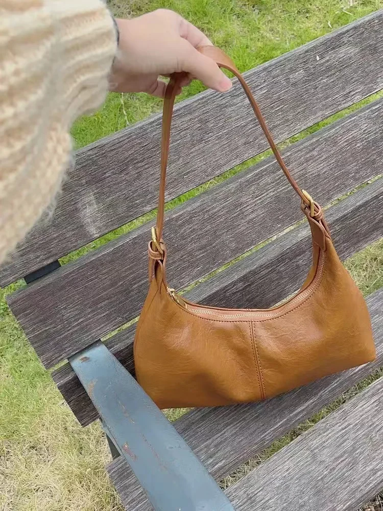 Vintage PU Leather Shoulder Bag for Women Soft Tote Bag Shopper Commuter Underarm Bag Bolso Mujer Fashion Large Capacity Handbag