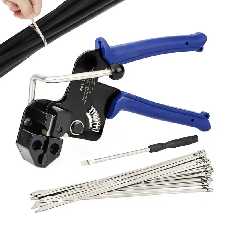 

Cable Tie Tensioning Tool Stainless Steel Cable Ties Plier Fastening Strap Cutting Cutter Tension Locking Tie Hand Wrap Tool