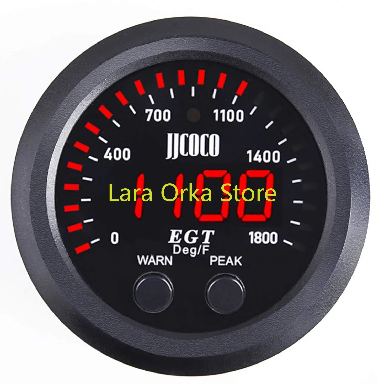 Gas Temperature EGT Gauge Kit Car Gas Temperature Gauge 2‑1/16in 52mm Ultra Thin 0‑1800℉ Red LED Universal with Sensor