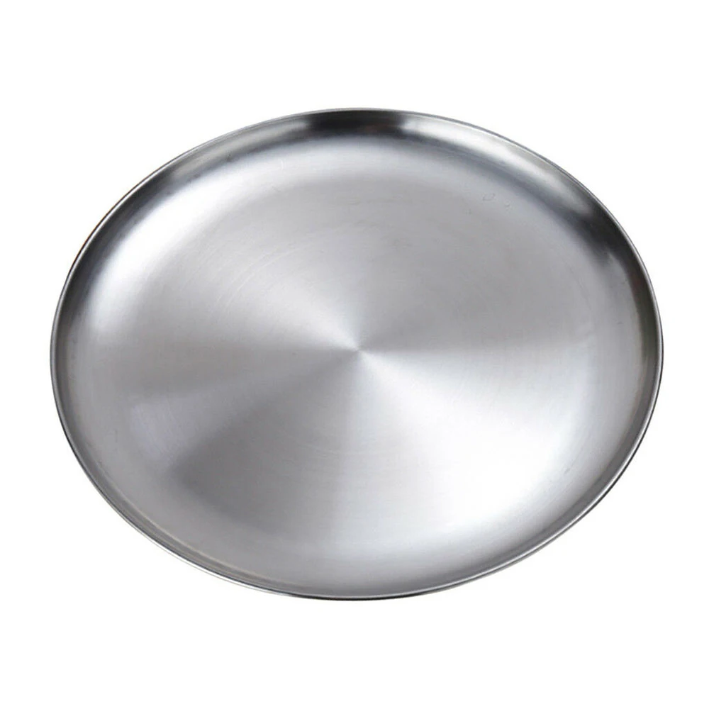 2020 New Stainless Steel Flat Dish Plate Insulated Thick Buffet Platter for Bbq Dish Plates  Kitchen Accessories Pasta Plate