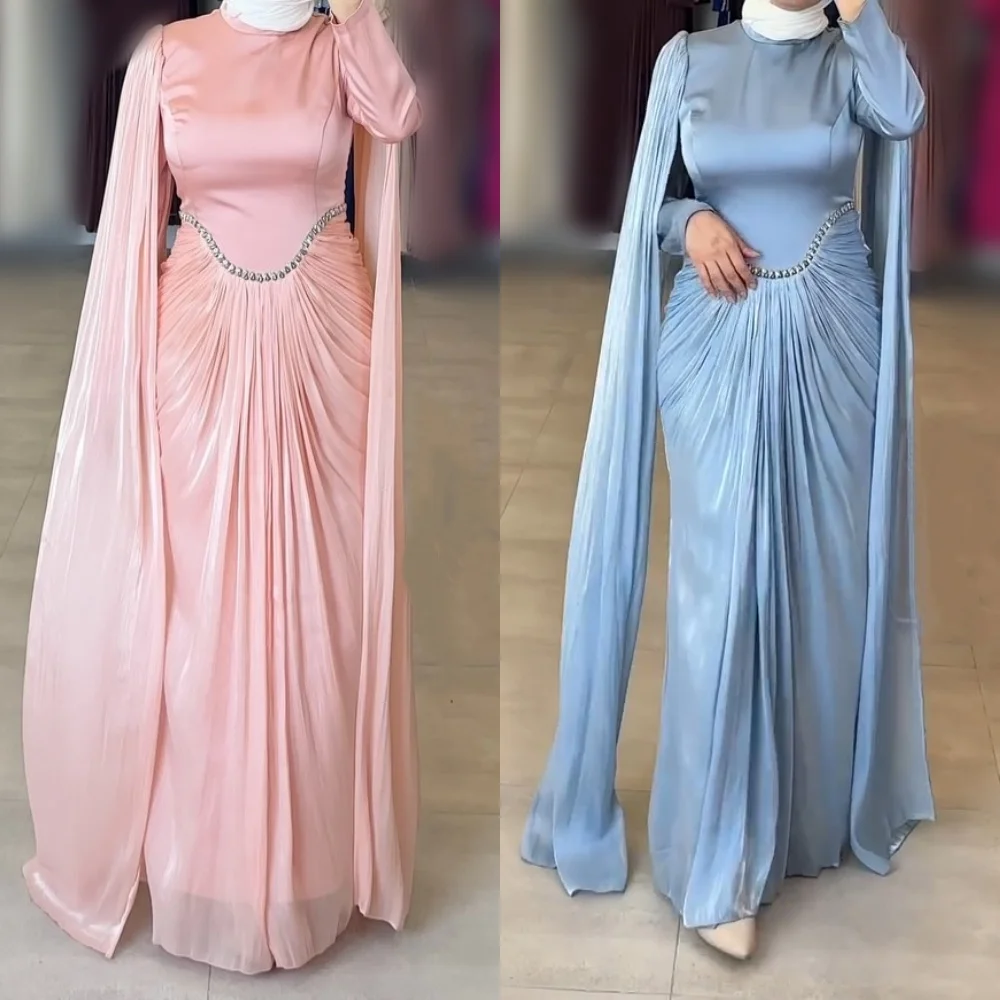 

Customized Formal Evening Dress Pleat Classic High Collar Trumpet Long Dresses Bespoke Occasion Elegant Party Wedding Glitter