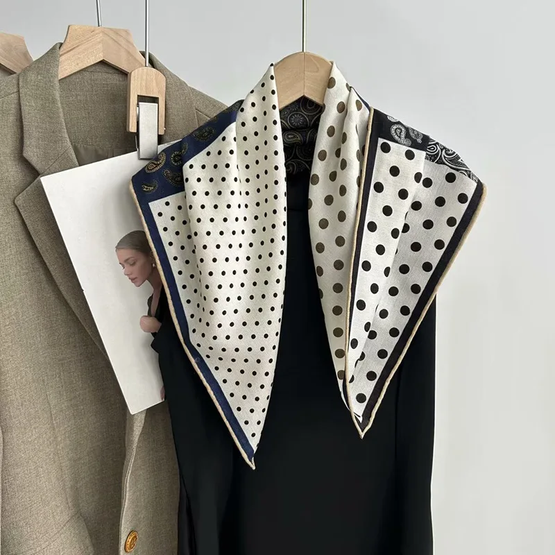 

Двусторонний шерстяной шарф разных цветов для женщин, универсальный, в горошек, легкий, роскошный, большой платок для женщин