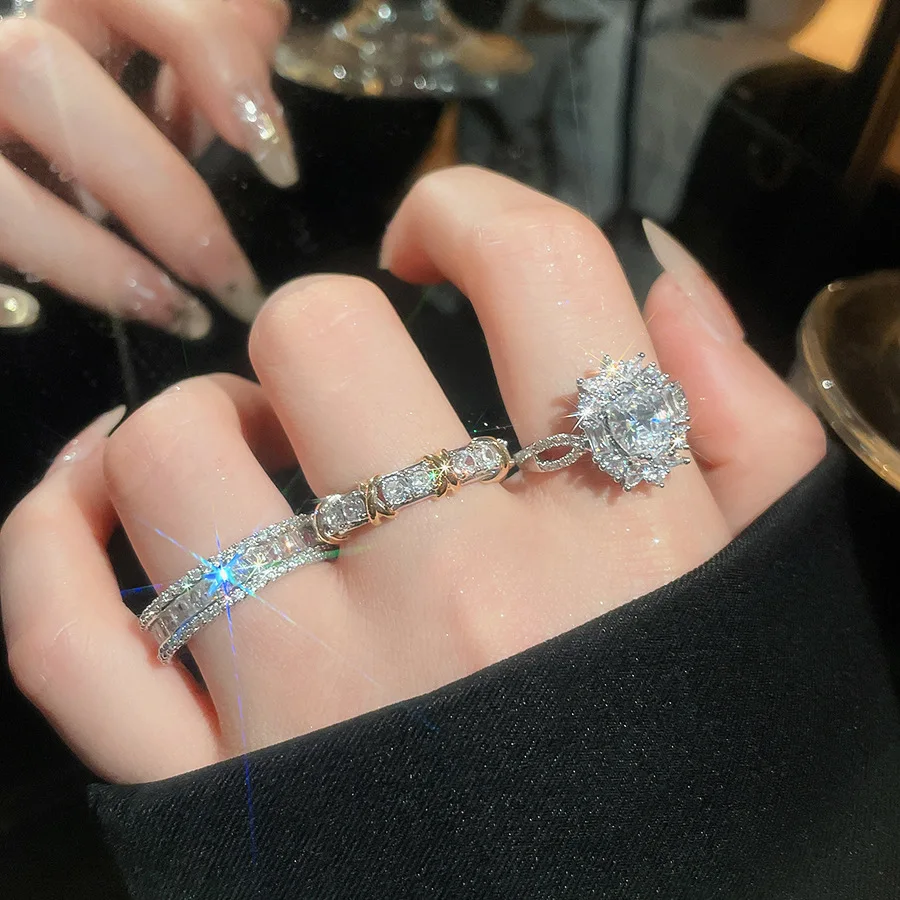 Neuer Vintage Zirkon Hohlperlen Offener Ring Nischen-High-End-Ring Sanfte Ausstrahlung Modeschmuck Paarringe für Herren Luxus – Detail 20