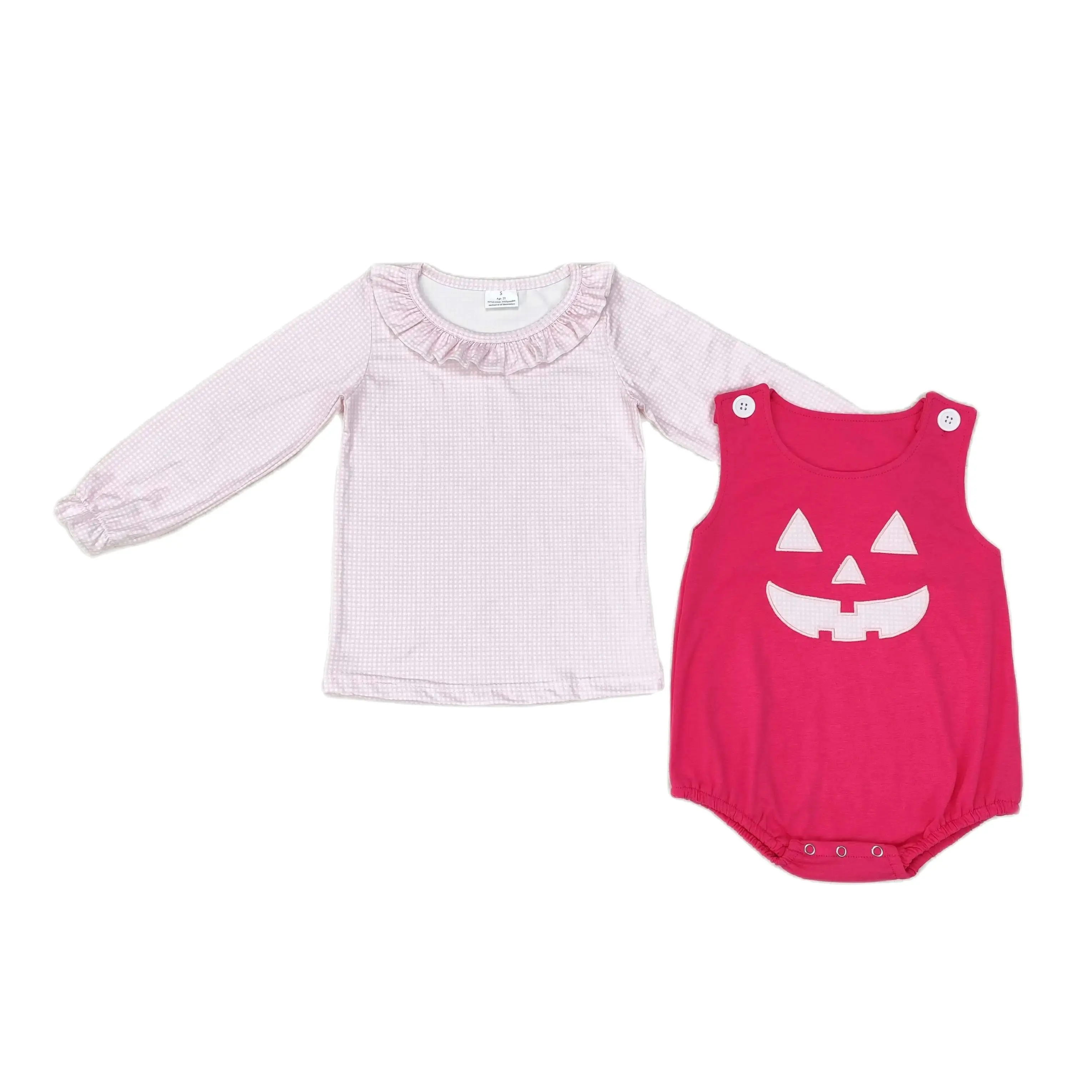 Wholesale Halloween Outfit Toddler Kids Children Baby Girl Boy Cotton Long Sleeve Clothes Overall Ghost Two Pieces Bubble Sets