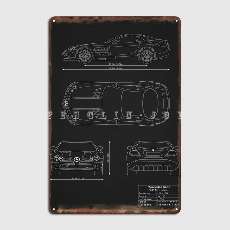 Slr Mclaren Blueprint Metal Plaque Poster Cinema Living Room Cinema Customize Wall Plaque Tin Sign Poster