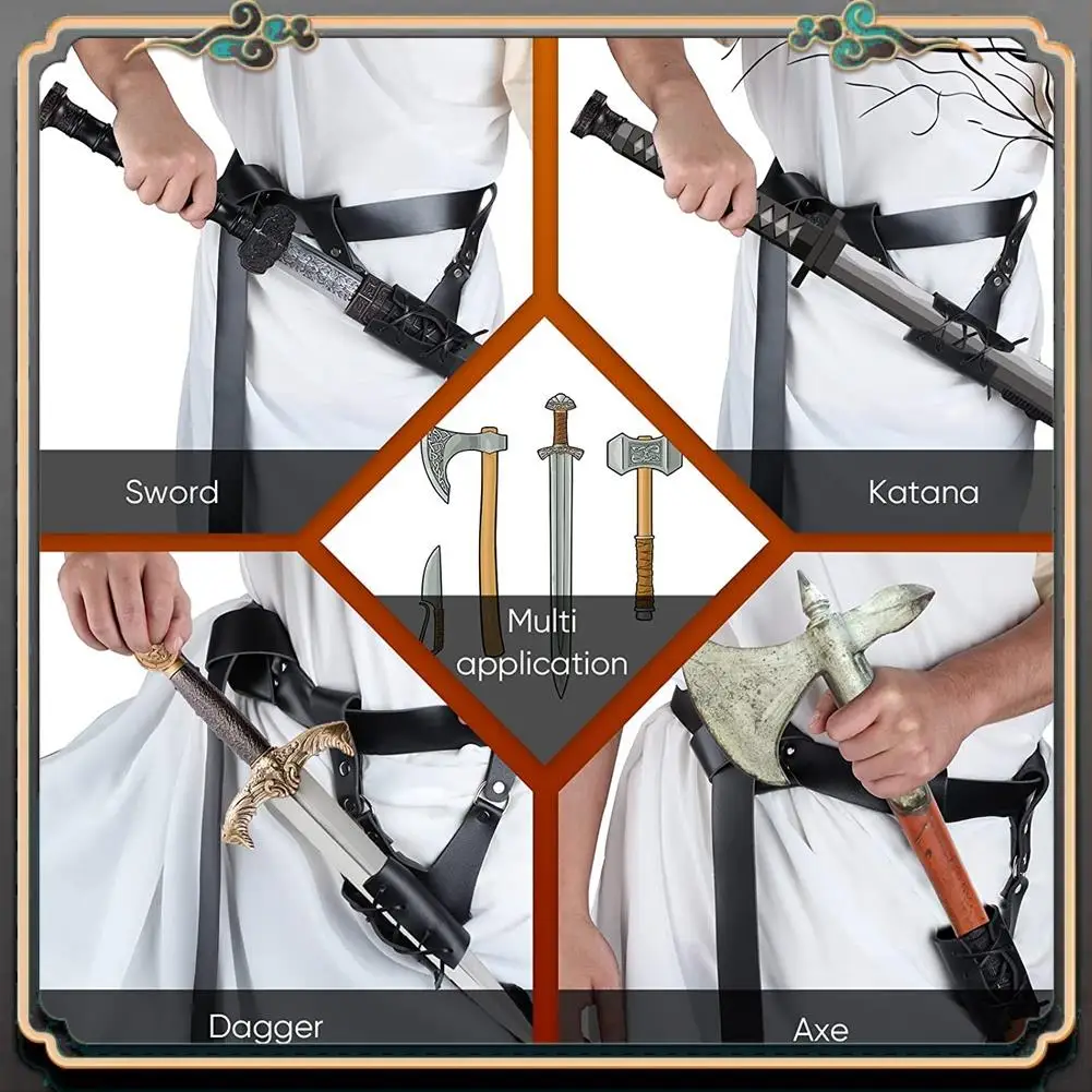 

B11A-Universal Sword Holder Halloween Sword Frog Left Right Hand Renaissance Rapier Medieval Leather Sword Sword Belt