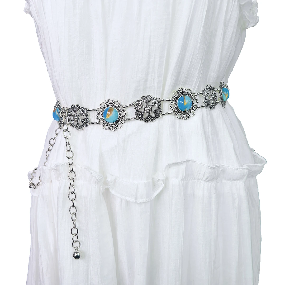 1 Piece of Bohemian Style Spring Dopamine Girl Series Inlaid Colorful Hollow Multi-Layer Waist-Cinching Clothing Waist Chain