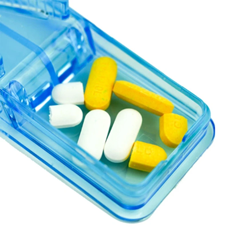 قاطع الدواء المحمول وصندوق التخزين ، قاطع الدواء 2 في 1 ، السفر