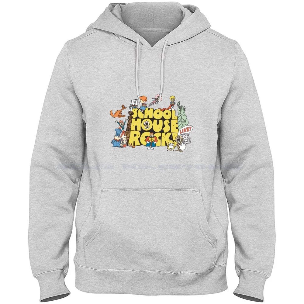 School Rock 100% Cotton Hoodie T Shirt House Cartoons Songs English Math Science 70S