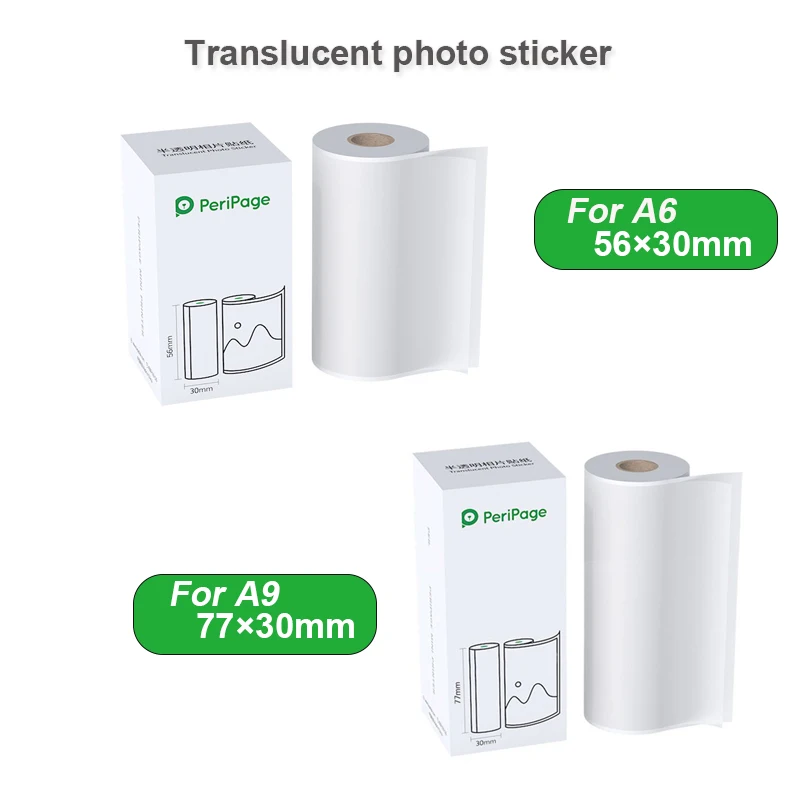 56*30mm 77*30mm PeriPage Translucent Photo Stickers white Adhesive Thermal Paper for PeriPage A6/A8/A9