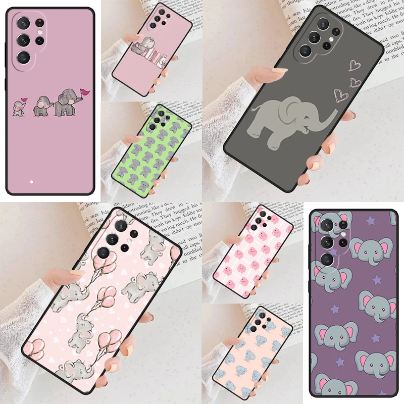 Cute Elephant Cell Phone Case for Samsung Galaxy S26 Ultra S25 S24 S23 S22 S21 S20 Note10 Cover