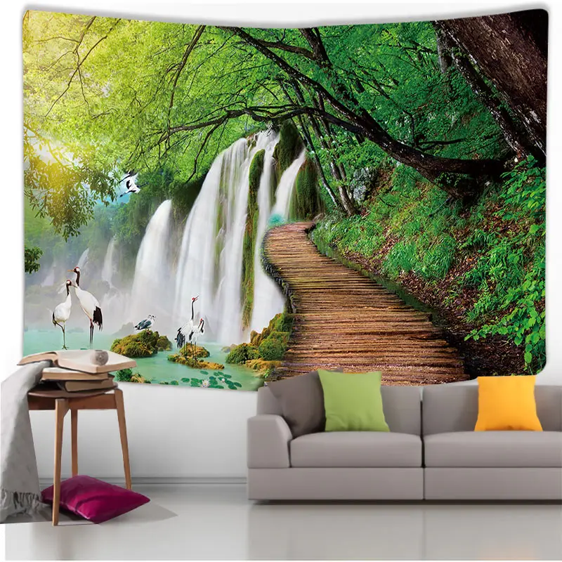 Landscape Forest Waterfall Tapestry Tree Tapices Room Wall Art Home House Bedroom  Aesthetic Decor For 2023  Y2k Arazzi Hanging