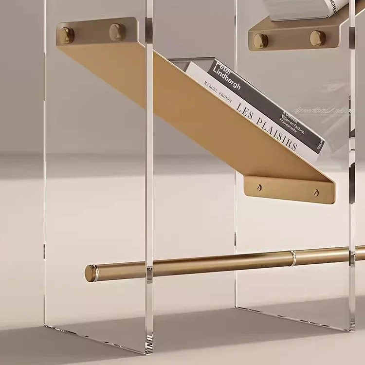 Acrylic Bookshelf Living Room Furniture Magazine Rack Commercial Hotel Stainless Steel Decorative Rack