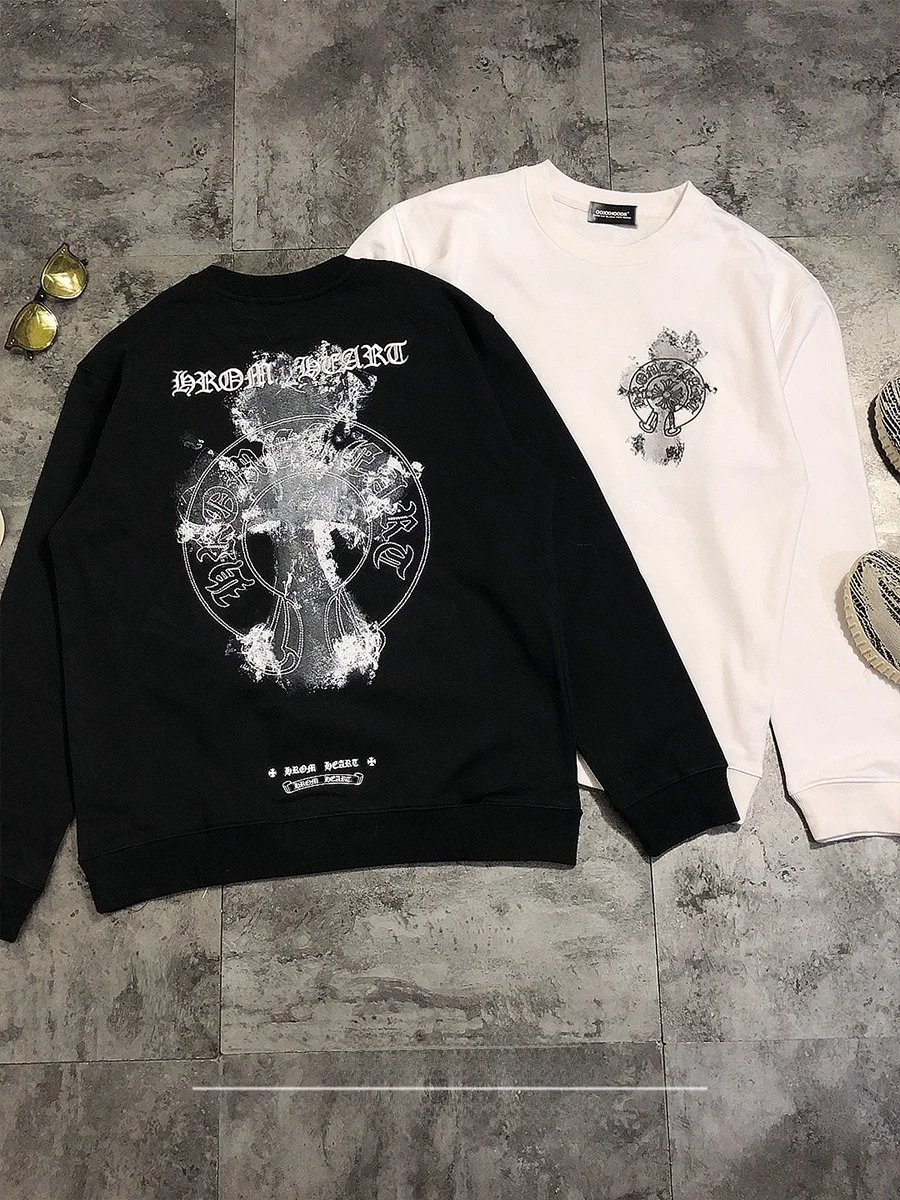 

Уличная толстовка свободного кроя с длинными рукавами для мужчин и женщин, тонкая, с вышивкой и принтом в виде пламени, модная, повседневная