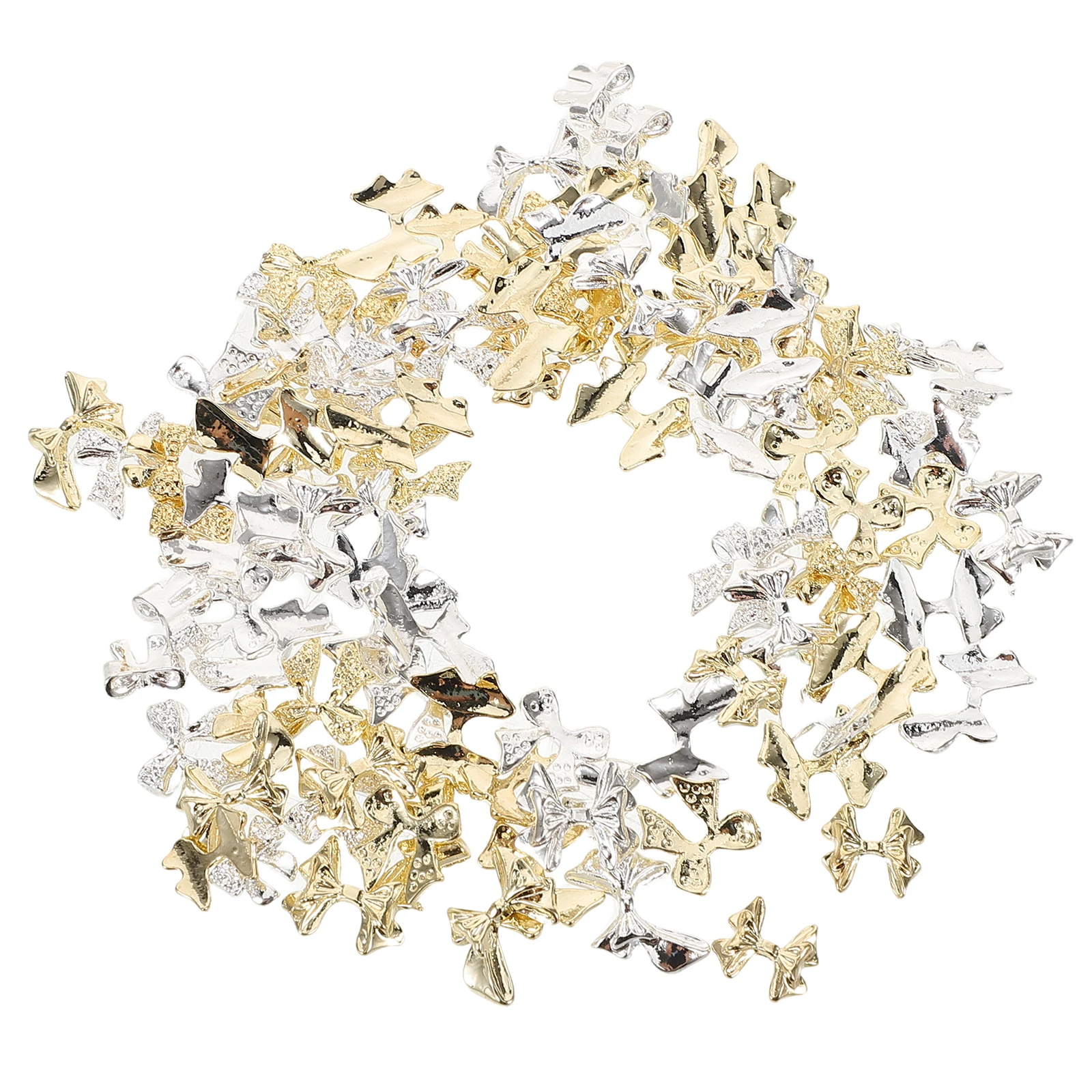 

100pcs Alloy Bowknot Nail Art Charms Cute Manicure Accessories 3D Bow Tie Decorations for Acrylic Nails Diy Rhinestone Jewelry