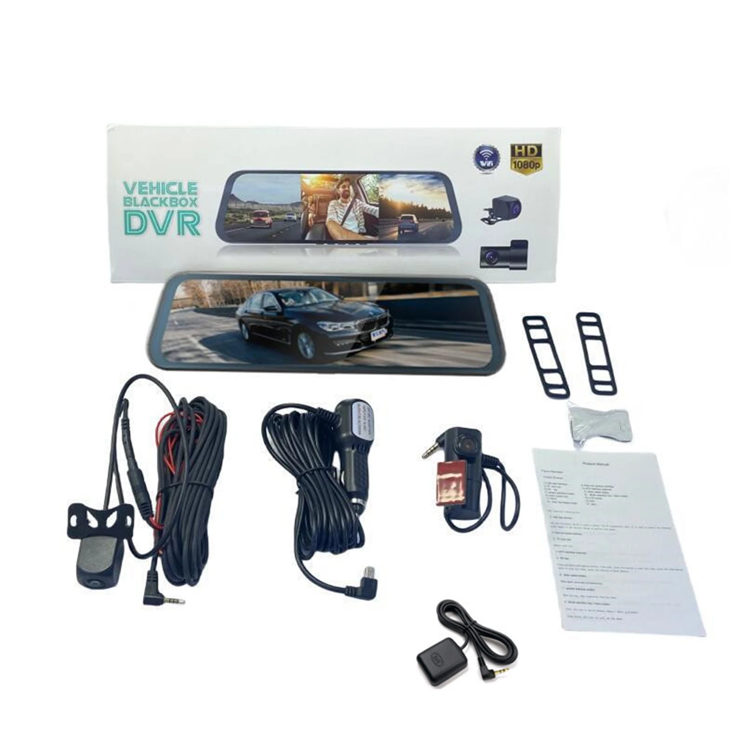 1세트 스트리밍 후방 카메라 야간 시야 자동차 DVR 대시캠 10인치 터치스크린 HD 1080P/30FPS 2개 카메라(전방/후방) 12V 자동차용