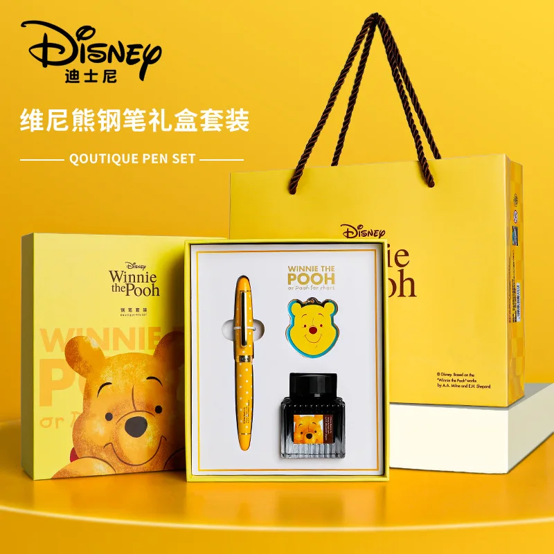 Disney Mickey Mouse Pooh Bear Minnie Mouse Pen Gift Box Pen Gift Bag Student Writing Stationery Set Premium Boy Girl Friend Gift