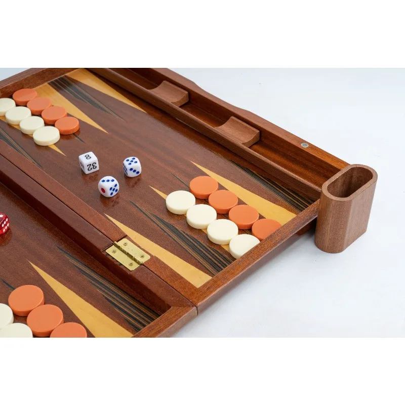 Multi-Size Solid Wood Backgammon Set Premium Mahogany with Solid Wood Veneer Exquisitely Crafted