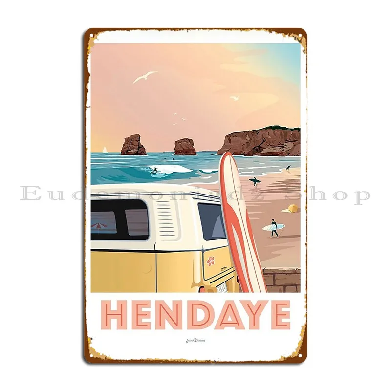 

Пляжный плакат Hendaye, металлический знак, печатный гараж, Настенный декор, Настенная роспись, оловянный плакат