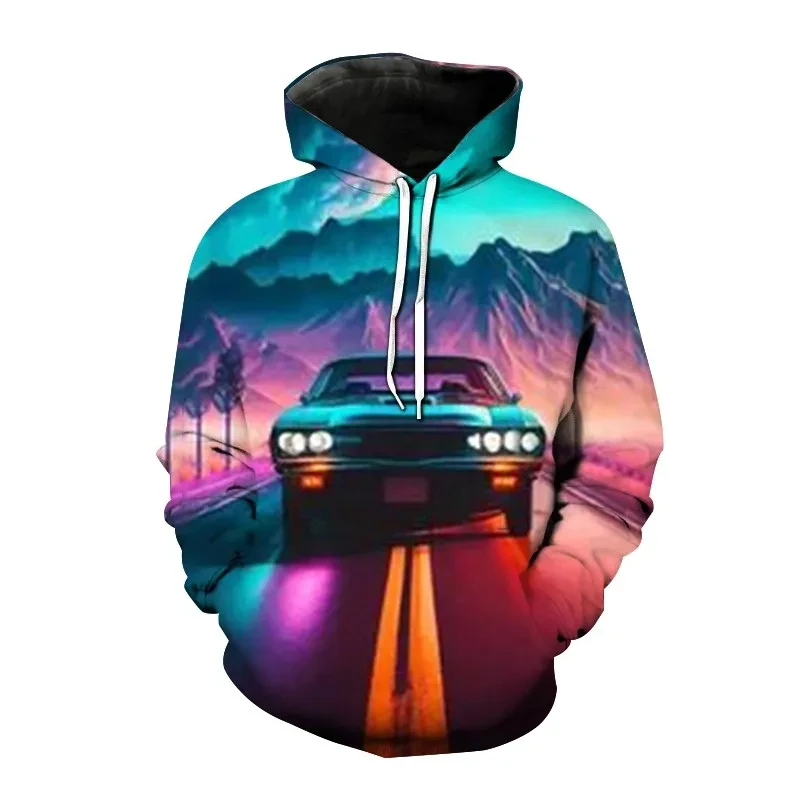 New Mens Sports Car Hoodie Pullover 3D Graphic Hoodies Men Clothing Casual Fashion Sweatshirts Hooded Ropa Hombre Streetwear