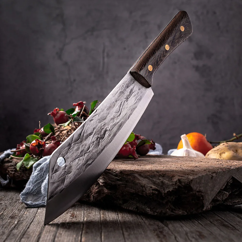 Hand Forged Utility Knife Wood Handle Butcher Boning Knife Chef Slicing Fish Fruit Steak Knife Cleaver Meat BBQ Kitchen Knives