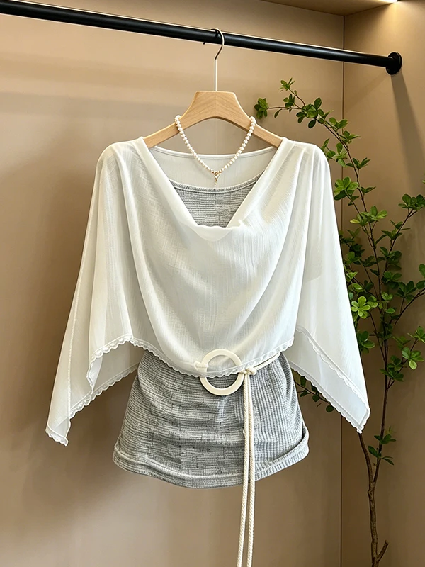 

Slimming Large Size Women's Shirt Loose Short Sleeve Fashionable Summer New Arrival Korean Style Commute Wind Regular Fit