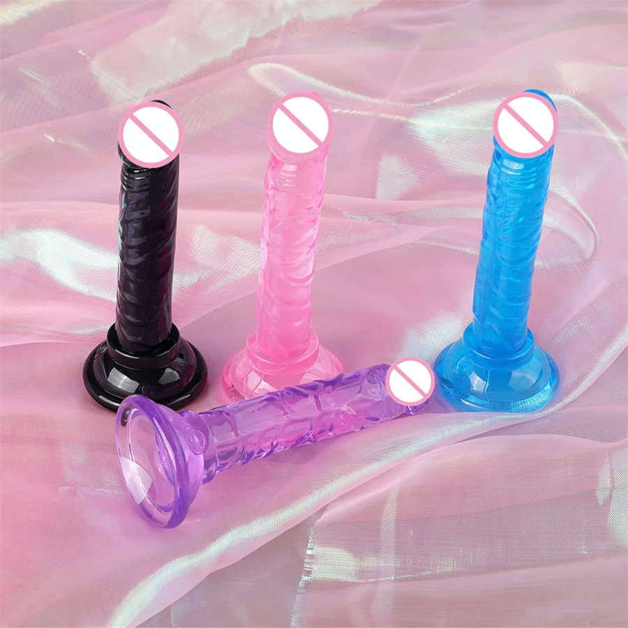 Dildo de cristal realista pequeno com ventosa para mulheres, pênis artificial, estimulação do ponto G, brinquedos sexuais, Sex Shop, TPE