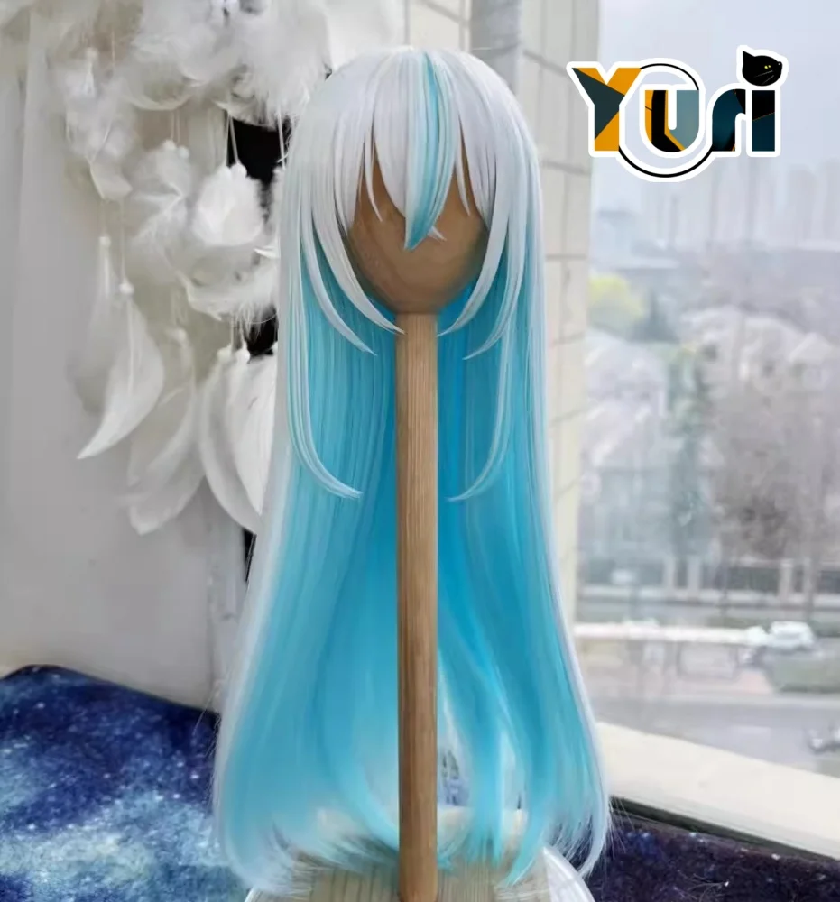 

Yuri Anime Blue White Hair Wig Cosplay 1/3 1/4 BJD Doll Handmade Wig Hair Game Cos Props C