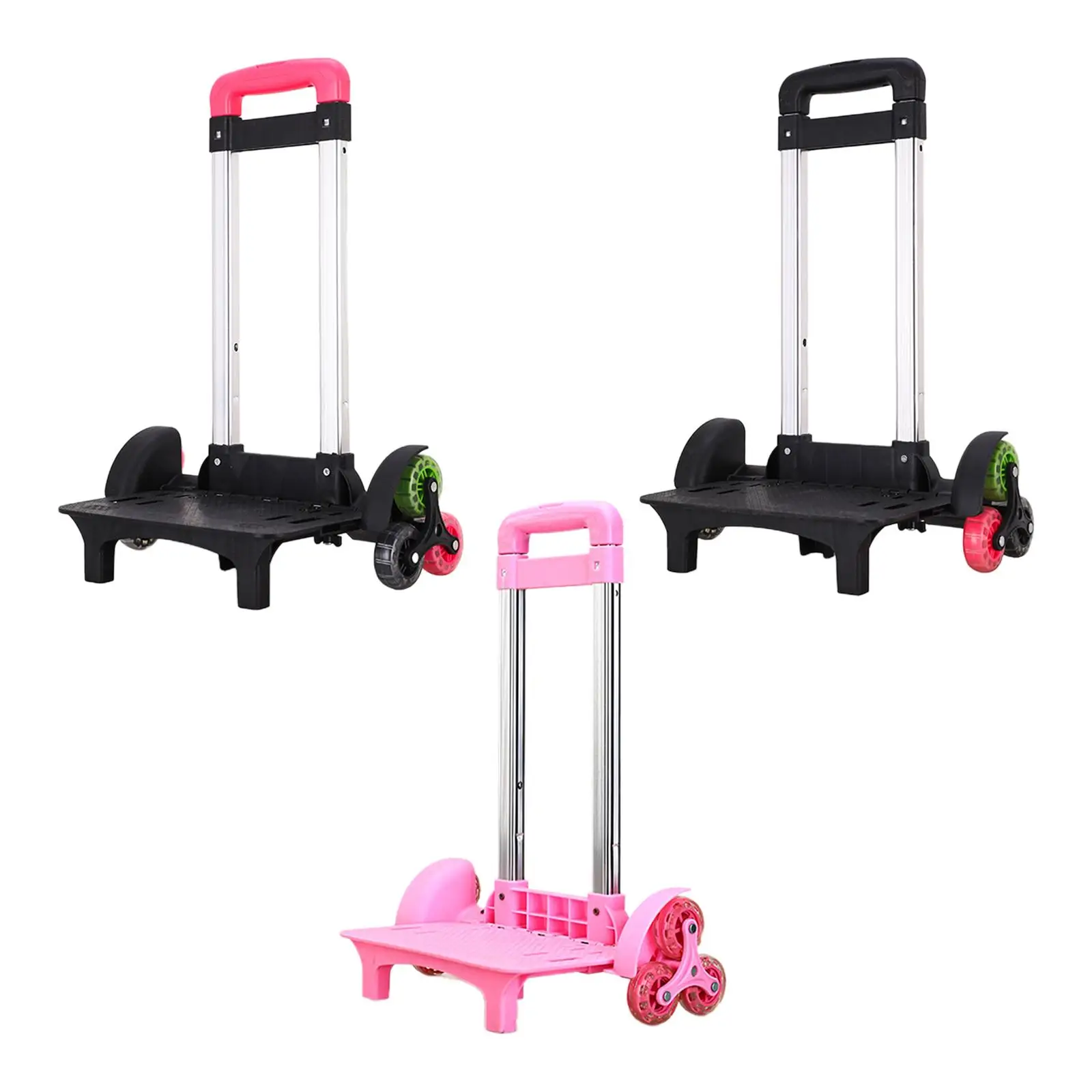 Trolley Cart 6 Wheels Adjustable Portable Aluminum Alloy Bracket Wheeled Cart for Backpack Schoolbag Shopping Boxes Children