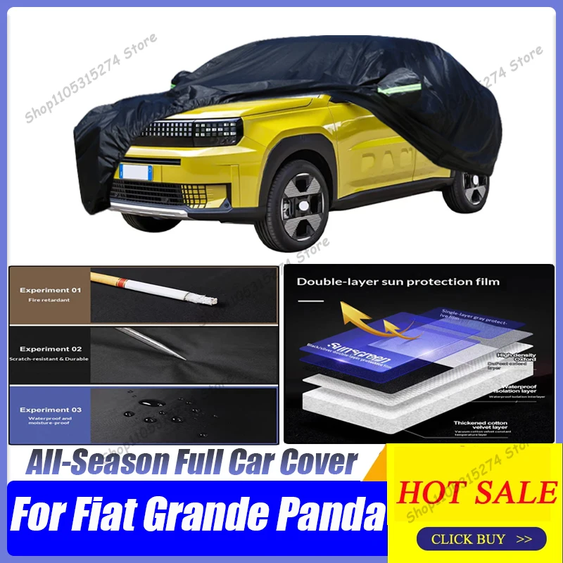 

For Fiat Grande Panda 2024-26 Full Car Cover Dust-proof Car Protective Cover,Auto Dustproof Anti-Rain Snow Waterproof Sun-proof