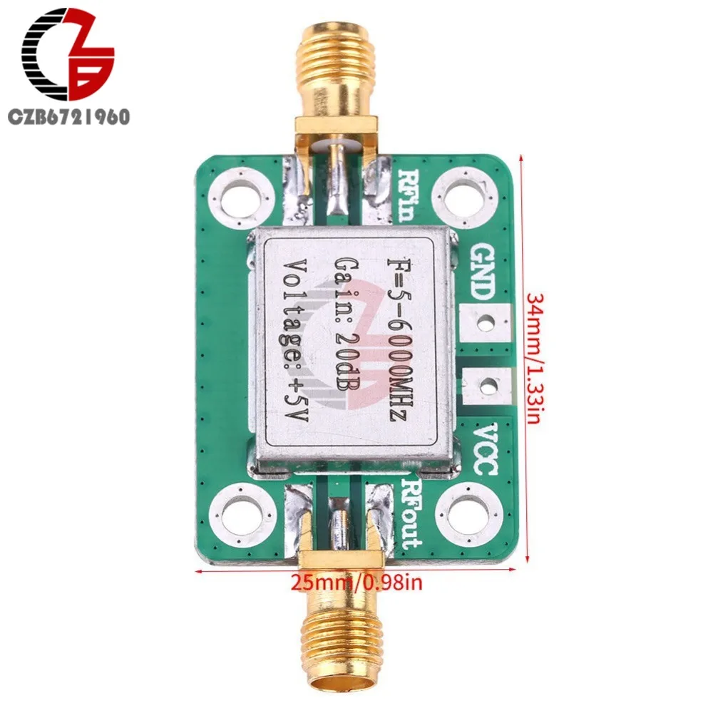 5M-6GHz RF Low Noise Broadband Signal Amplifier Power Amplifier Board Module Gain 20dB Receiver For VFH UHF SHF 5-6000mhz LNA