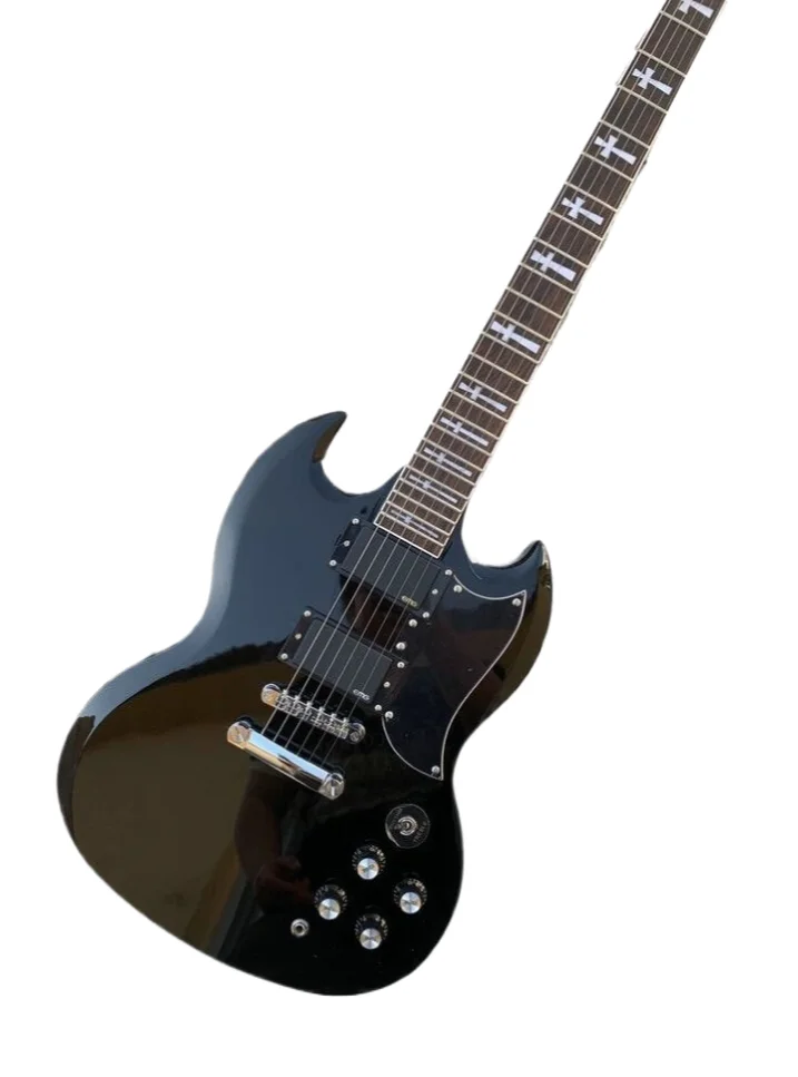 

SGCustom Gloss black SG Electric Guitar chrome Hardware, Little Pin Tone Pro bridge, Rosewood Fingerboard mahogany wood body and